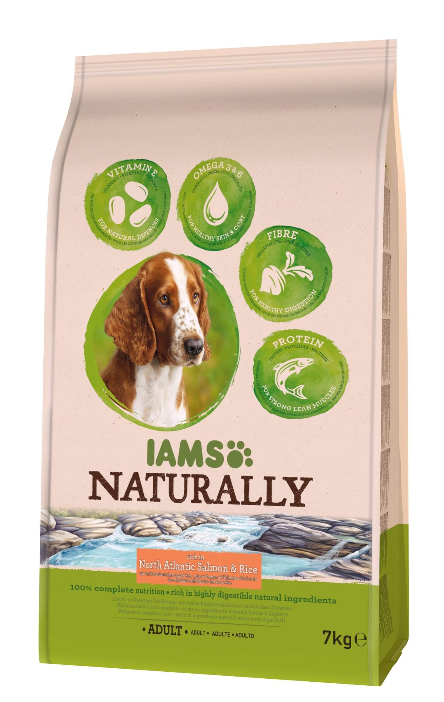 Iams Naturally Adult au saumon & riz pour chien