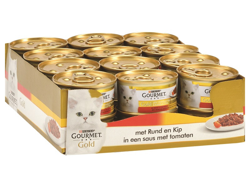 Gourmet Gold Chat cassolettes Duo de Viande à la sauce Tomate