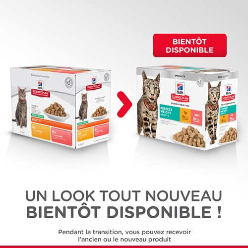 Hill's Adult Perfect Weight Combipack poulet saumon pâtée pour chat 85g