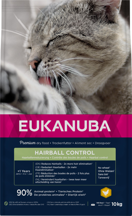 Eukanuba Adult Hairball Control au poulet pour chat