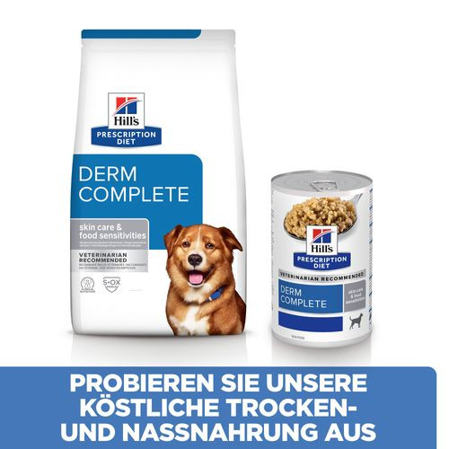 Hill's Prescription Diet Derm Complete nat hondenvoer (370 g blik)