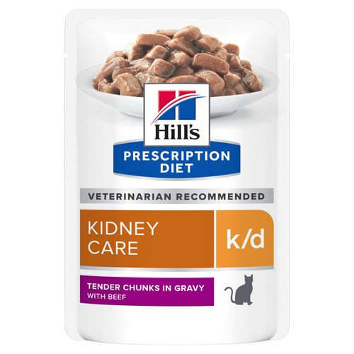 Hill's Prescription Diet K/D Kidney Care Nassfutter für Katzen mit Rind (Frischebeutel)