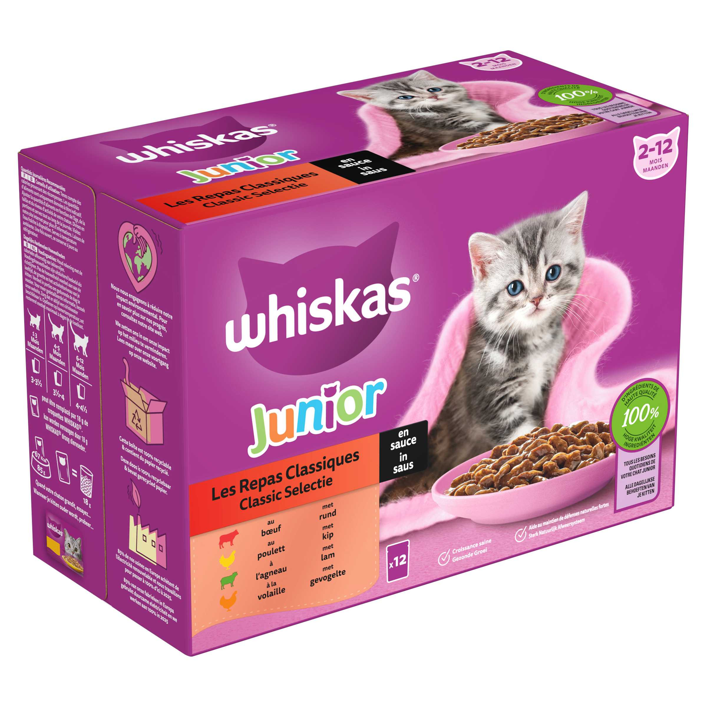 Whiskas Junior Classic in saus pouches multipack 12 x 100g