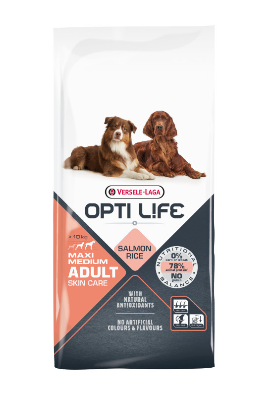 Opti Life Chien Adulte Peau Sensible Medium/Maxi, saumon et riz