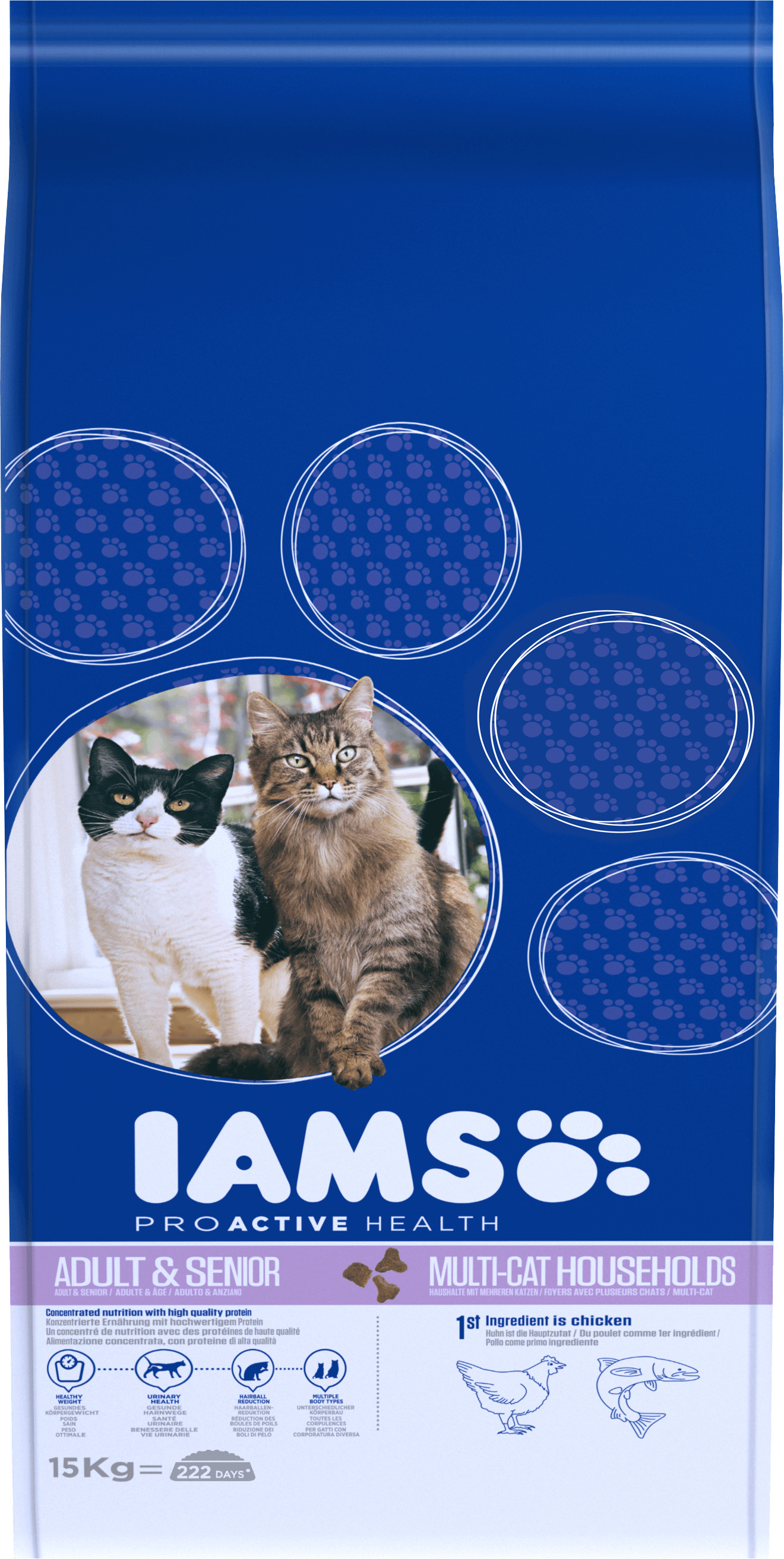 Iams Multi-Cat au poulet et saumon pour chat