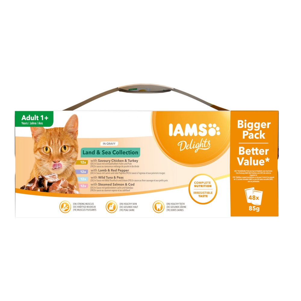 Iams Delights Collection Terres & Mers 48 x 85g pour chat