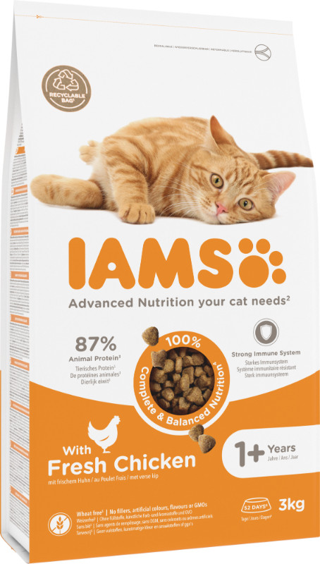 Iams For Vitality Adult met Verse Kip Kattenvoer