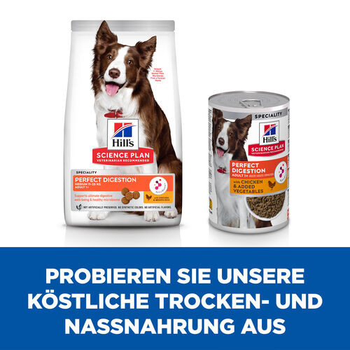 Hill's Adult Perfect Digestion mit Huhn Hunde-Nassfutter 363g Dosen