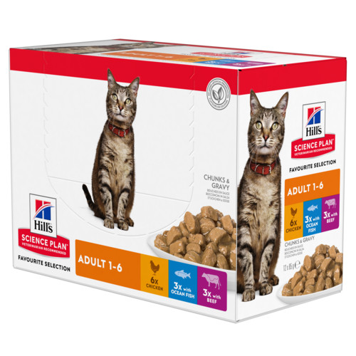 Hill’s  Adult Favourite Selection multipack pâtée pour chat 85g