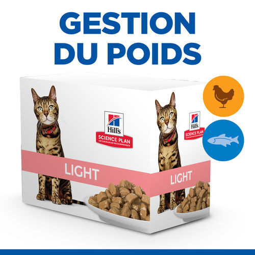 Hill’s Adult Light combipack au poulet et poisson pour chat