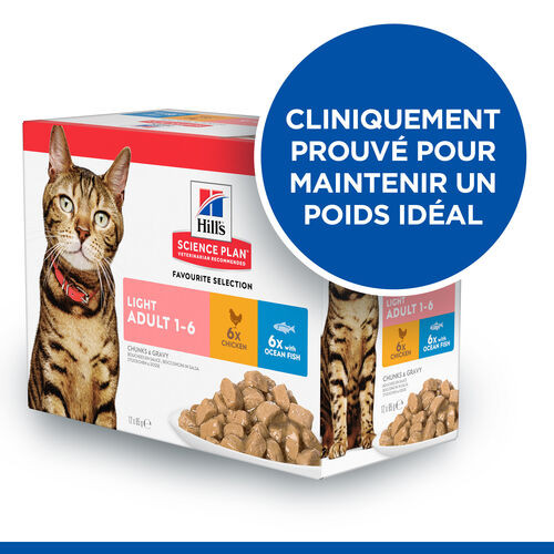 Hill’s Adult Light combipack au poulet et poisson pour chat