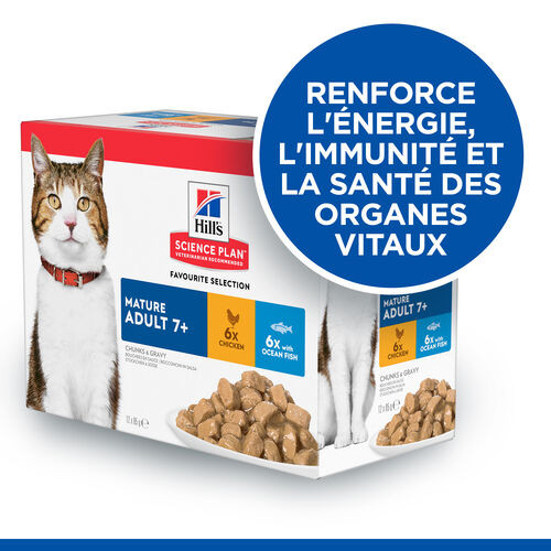 Hill's Mature Adult 7+ combipack poulet et poisson pâtée pour chat