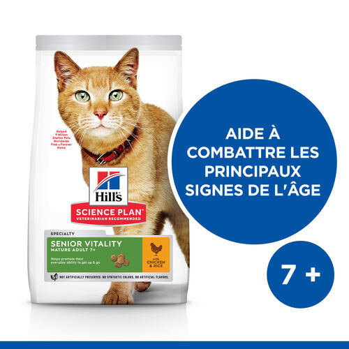 Hill's Mature Adult Senior Vitality au poulet et riz pour chat