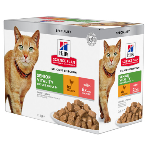 Hill's Mature Adult Senior Vitality pâtée pour chat combipack 12x85g