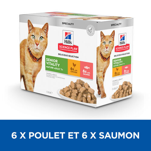 Hill's Mature Adult Senior Vitality pâtée pour chat combipack 12x85g