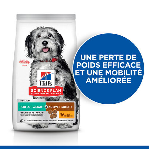 Hill's  Adult Medium Perfect Weight & Active Mobility au poulet pour chien