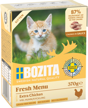 Bozita Kitten kip stukjes in saus natvoer kat