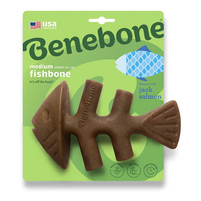 Benebone Fishbone nylon kauwspeelgoed hond (zalmsmaak)