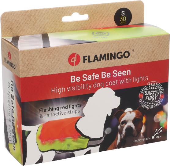 Veiligheidsvest Simi fluo oranje met led licht voor de hond
