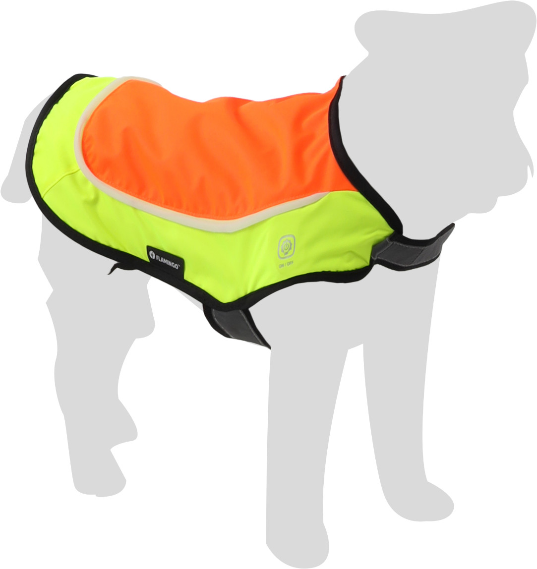 Veiligheidsvest Simi fluo oranje met led licht voor de hond