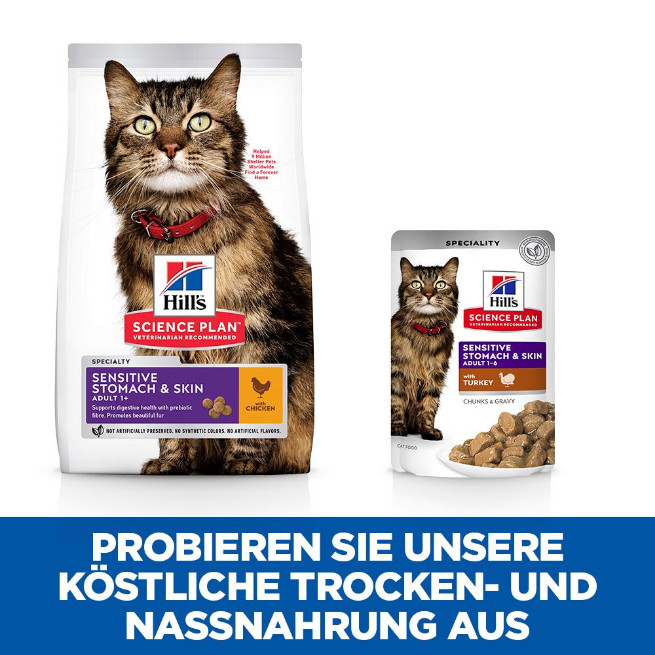 Hill's Adult Sensitive Stomach & Skin nat kattenvoer met kalkoen maaltijdzakje multipack