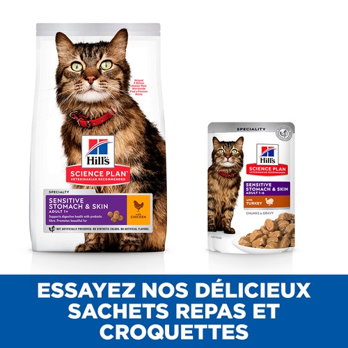 Hill's Adult Sensitive Stomach & Skin nat kattenvoer met kalkoen maaltijdzakje multipack