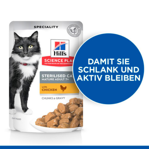 Hill's Mature Adult 7+ Sterilised Cat nat kattenvoer met kip en oceaanvis maaltijdzakje combipack