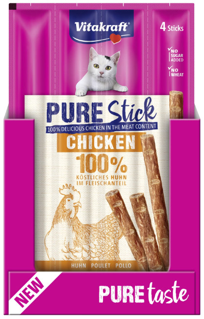 Vitakraft Pure Stick kip kattensnack (4 x 5 g) Vitakraft Pure Stick kip kattensnack (4 x 5 g)