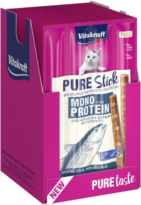 Vitakraft Pure Stick koolvis kattensnack (4 x 5 g) Vitakraft Pure Stick koolvis kattensnack (4 x 5 g)