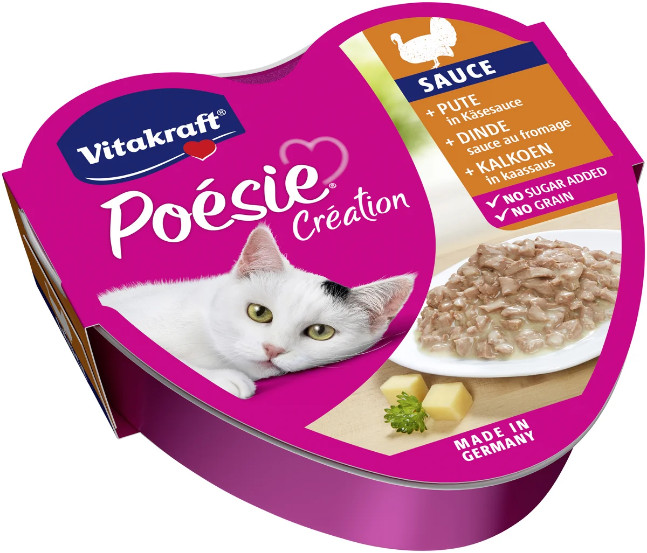 Vitakraft Poésie Création met kalkoen in kaassaus natvoer kat (15 x 85g) Vitakraft Poésie Création met kalkoen in kaassaus natvoer kat (15 x 85g)