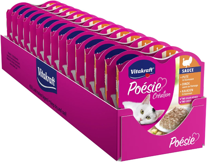 Vitakraft Poésie Création met kalkoen in kaassaus natvoer kat (15 x 85g) Vitakraft Poésie Création met kalkoen in kaassaus natvoer kat (15 x 85g)