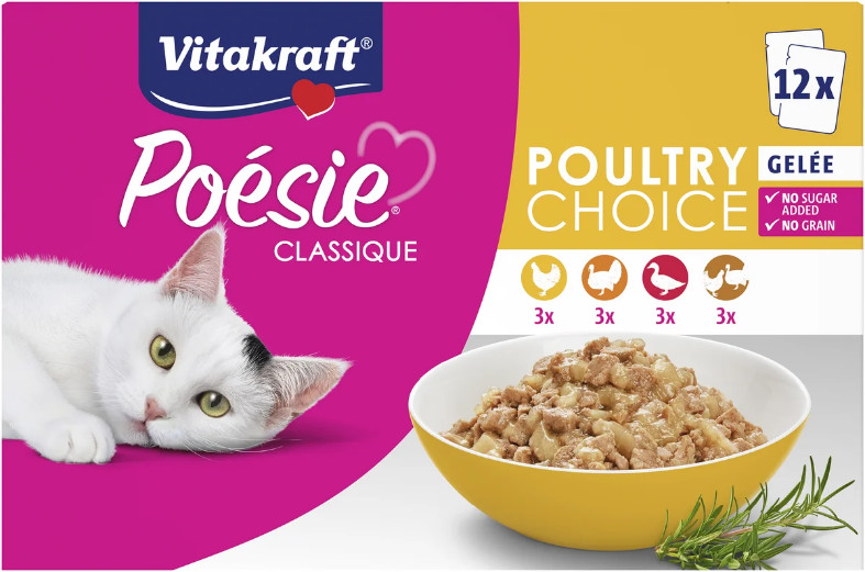 Vitakraft Poésie Classique Poultry Choice in gelei natvoer kat (12 x 85 g) Vitakraft Poésie Classique Poultry Choice in gelei natvoer kat (12 x 85 g)