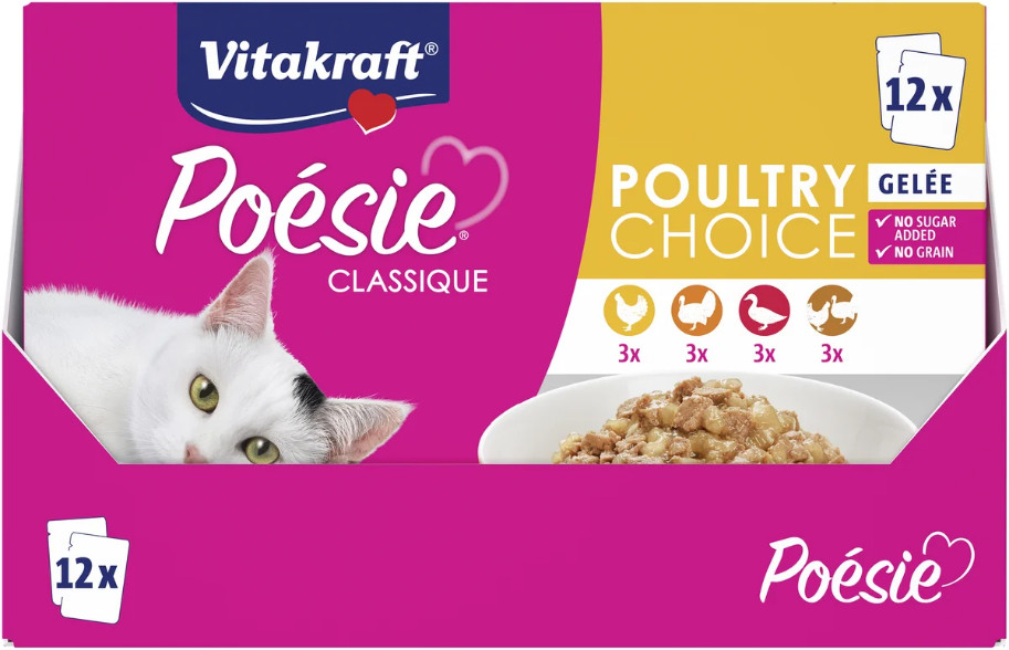 Vitakraft Poésie Classique Poultry Choice in gelei natvoer kat (12 x 85 g) Vitakraft Poésie Classique Poultry Choice in gelei natvoer kat (12 x 85 g)