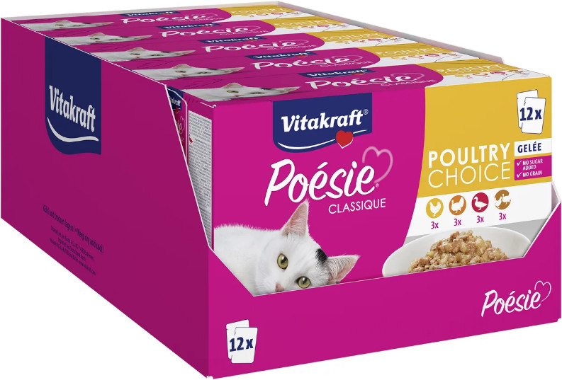 Vitakraft Poésie Classique Poultry Choice in gelei natvoer kat (12 x 85 g) Vitakraft Poésie Classique Poultry Choice in gelei natvoer kat (12 x 85 g)