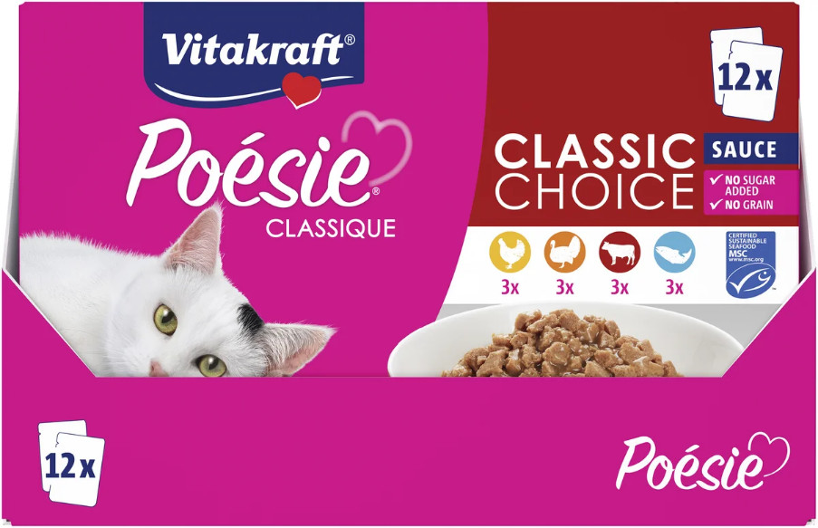 Vitakraft Poésie Classique Classic Choice in saus natvoer kat (12 x 85 g) Vitakraft Poésie Classique Classic Choice in saus natvoer kat (12 x 85 g)