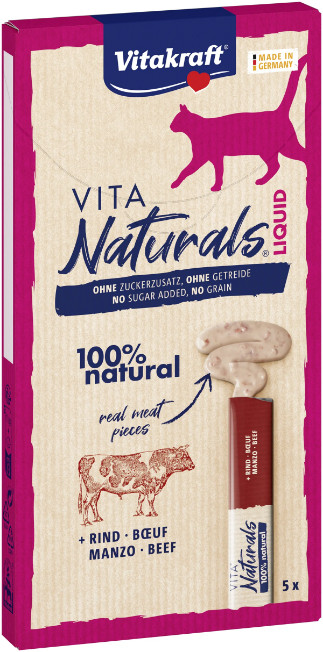 Vitakraft Vita Naturals Liquid kattensnack met rund (5 st.) Vitakraft Vita Naturals Liquid kattensnack met rund (5 st.)
