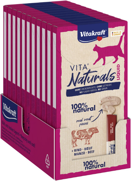 Vitakraft Vita Naturals Liquid kattensnack met rund (5 st.) Vitakraft Vita Naturals Liquid kattensnack met rund (5 st.)