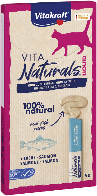Vitakraft Vita Naturals Liquid kattensnack met zalm (5 st.) Vitakraft Vita Naturals Liquid kattensnack met zalm (5 st.)