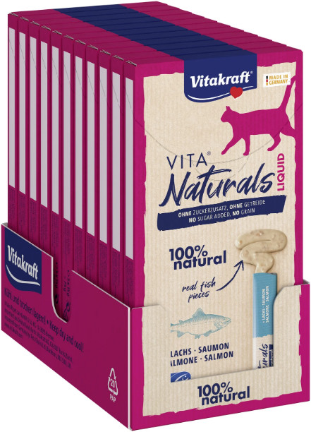 Vitakraft Vita Naturals Liquid kattensnack met zalm (5 st.) Vitakraft Vita Naturals Liquid kattensnack met zalm (5 st.)