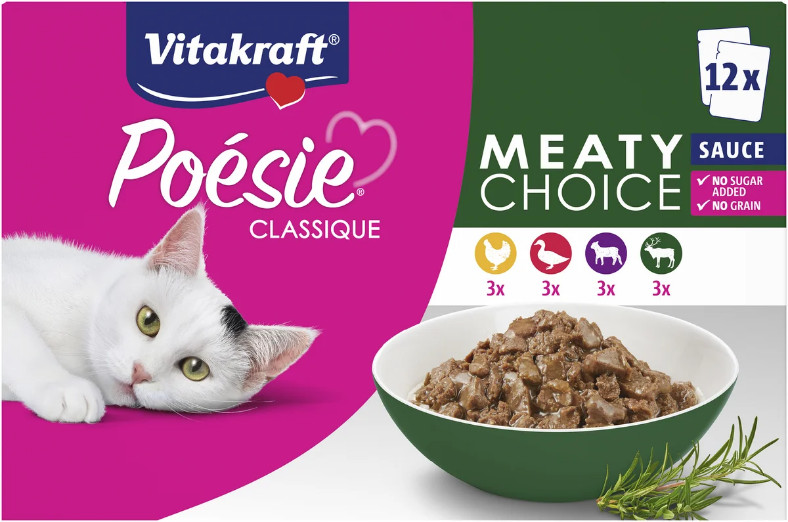 Vitakraft Poésie Classique Meaty Choice in saus natvoer kat (12 x 85 g) Vitakraft Poésie Classique Meaty Choice in saus natvoer kat (12 x 85 g)