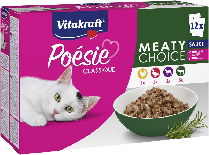 Vitakraft Poésie Classique Meaty Choice in saus natvoer kat (12 x 85 g) Vitakraft Poésie Classique Meaty Choice in saus natvoer kat (12 x 85 g)