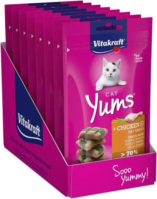 Vitakraft Cat Yums kip met kattengras kattensnack (40 g) Vitakraft Cat Yums kip met kattengras kattensnack (40 g)