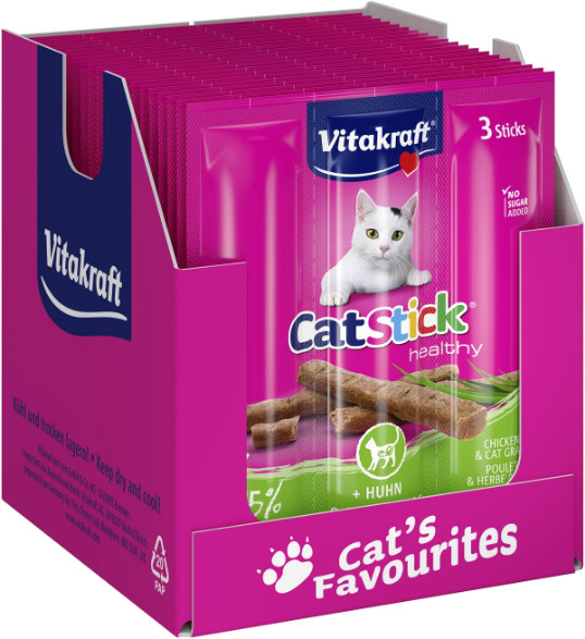 Vitakraft Catstick Healthy au poulet & herbe à chat pour chats Vitakraft Catstick Healthy au poulet & herbe à chat pour chats
