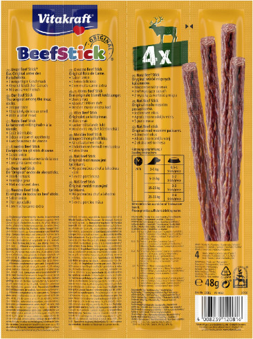 Vitakraft Beefstick met wild hondensnack (4 st.) Vitakraft Beefstick met wild hondensnack (4 st.)