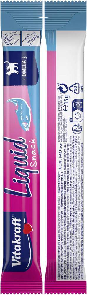 Vitakraft Liquid Snacks met zalm kattensnack (6 x 15g) Vitakraft Liquid Snacks met zalm kattensnack (6 x 15g)