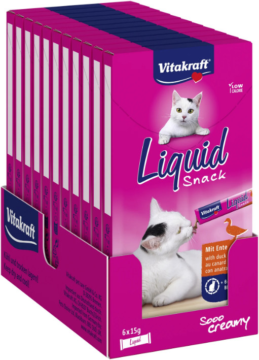 Vitakraft Liquid Snacks au canard pour chat (6 x 15g) Vitakraft Liquid Snacks au canard pour chat (6 x 15g)