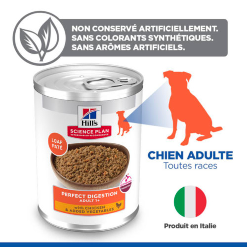 Hill's Adult Perfect Digestion au poulet pâtée pour chien 363g boîte