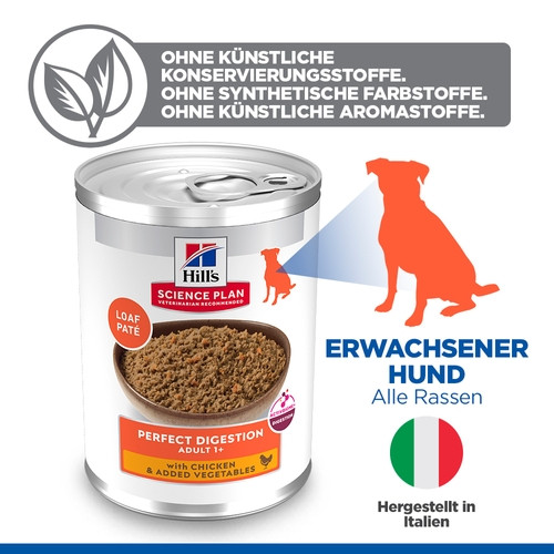 Hill's Adult Perfect Digestion mit Huhn Hunde-Nassfutter 363g Dosen