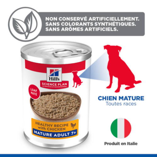 Hill's Mature Adult 7+ au poulet pâtée pour chien (boîte 370g)