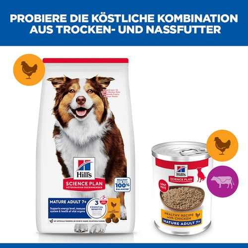 Hill's Mature Adult 7+ mit Huhn Hunde-Nassfutter (Dosen 370g)